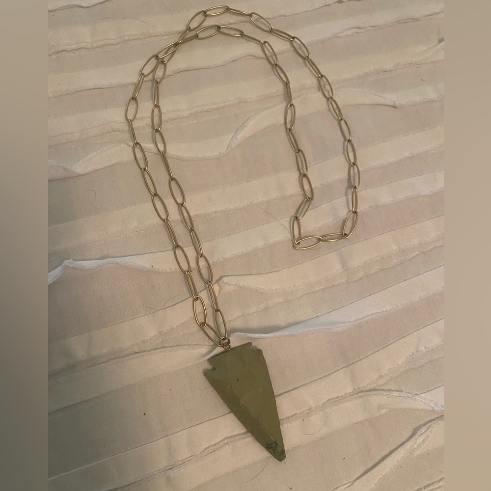 Green Arrowhead Statement Necklace